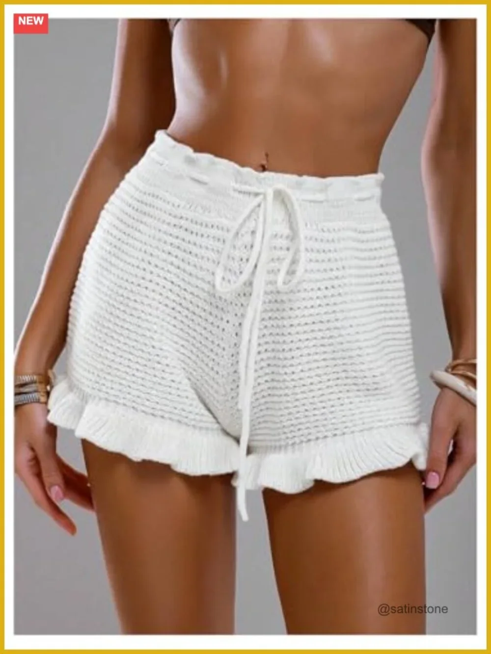 Crochet Knit Ruffle Beach Bikini Cover Up Shorts